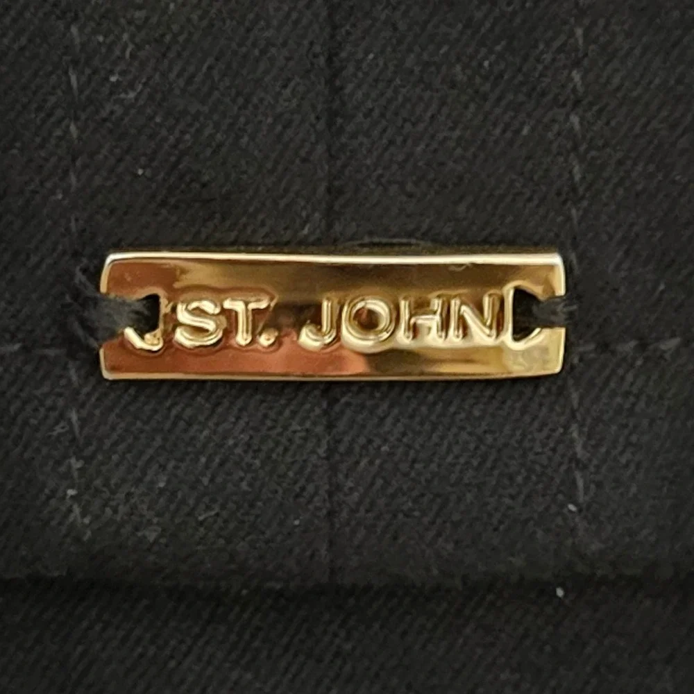 St. John Sport Womens Black Double Breasted Wide Collar Jacket Gold Buttons S